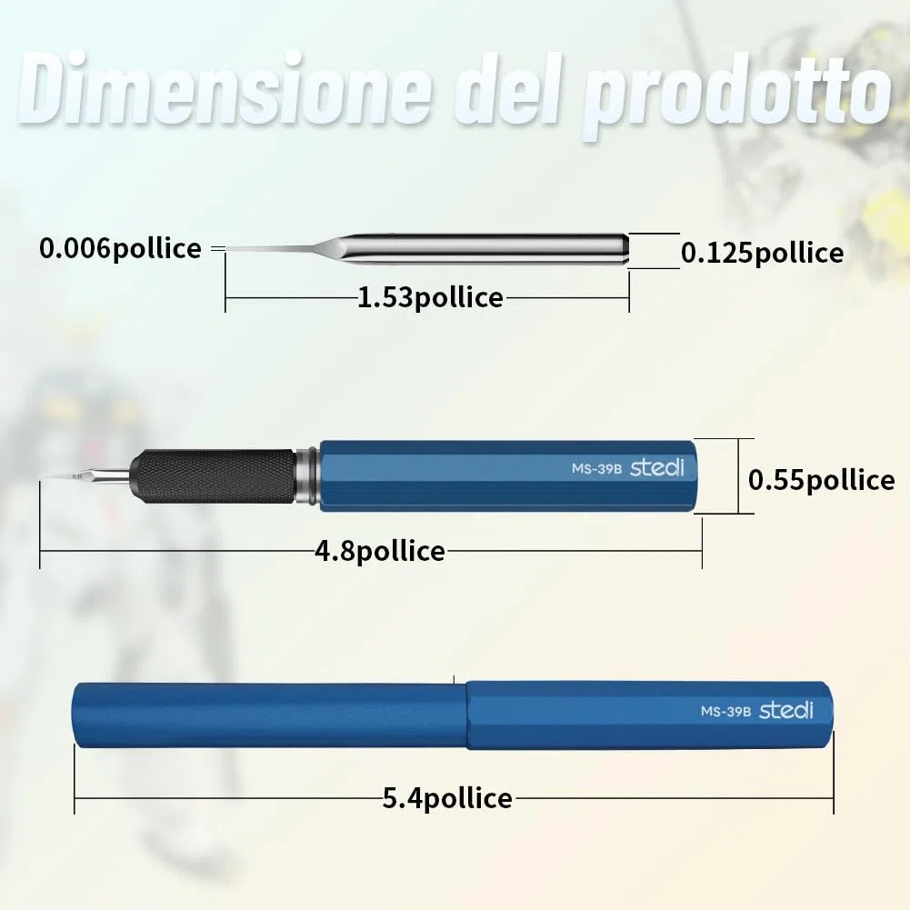 stedi Model Scriber, Lame in Acciaio Al Tungsteno Da 0,15 mm, Per Modellismo Hobbystico, Modello in Scala Rg, Kit Di Modellismo Gundam, Per Incidere Linee, Incisioni, Linee Di Pannelli, Resina