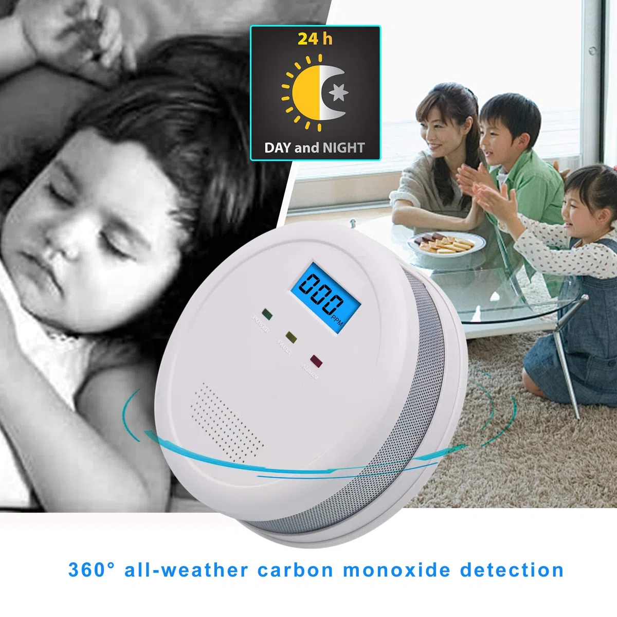 Il monitor del monossido di carbonio di lunga vita EN50291 a pile certificato, rivelatore dell'allarme di Co con esposizione LCD (JKD-C620)