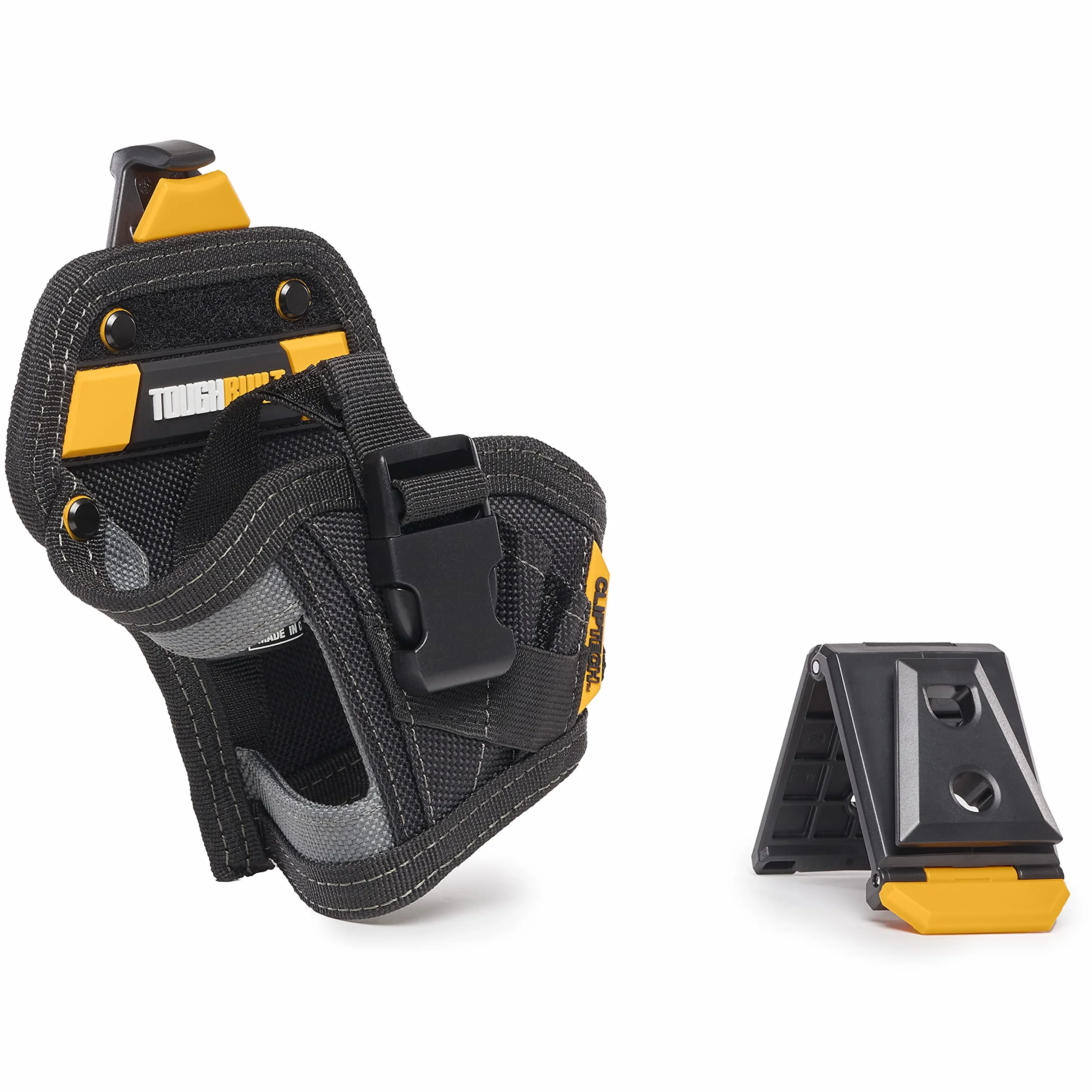 Fondina per trapano, resistente, per attrezzi, con mozzo ClipTech, cinghia di sicurezza regolabile, tasche per punte e robusta costruzione rinforzata 1680D, per una conservazione sicura del trapano