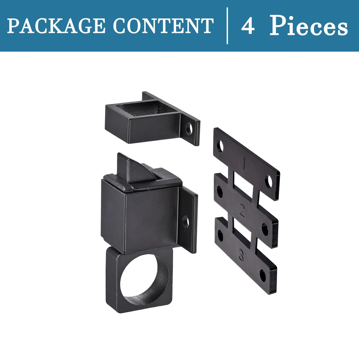 QUARKZMAN Alluminio Lega Porta Bullone Chiusura x 4pz Molla Rimbalzo Blocco per Recinzione Porta e Finestra, [Nero]
