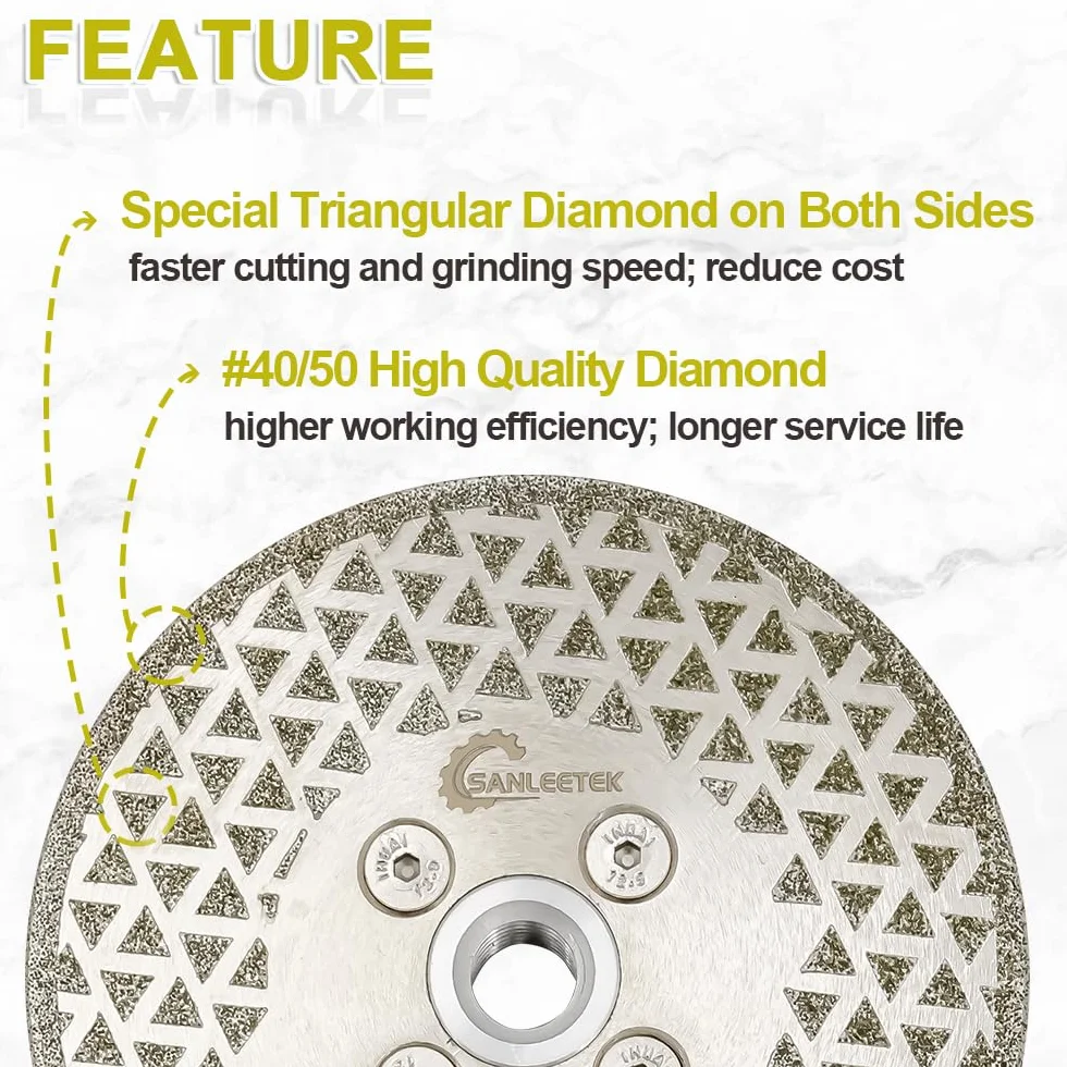 Disco Diamantato 125mm Doppio Lato Lama Elettrolitica per Granito Marmo Ceramica Gres Porcellanato Quarzo M14 Filettatura SANLEETEK