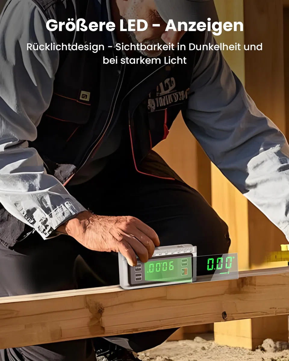 Beaspire Livella Digitale Professionale Magnetica, Inclinometro con Display LED e Base a V, Struttura in Lega di Alluminio, Compatta per Falegname, Auto e Misurazioni Edilizie