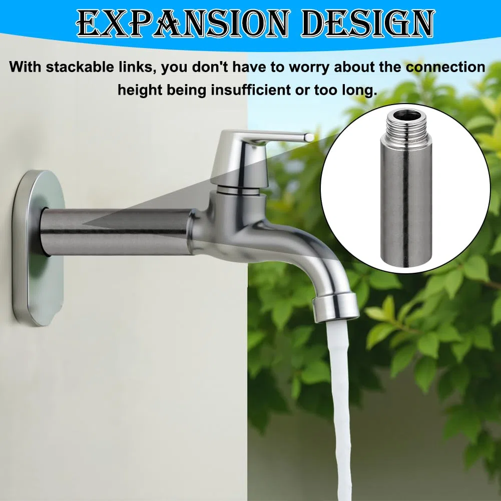 2 estensioni per rubinetto 3/4" x 100 mm, raccordo in acciaio inox, 3/4" IG x 3/4" AG, prolunga filettatura in acciaio inox, tubo di prolunga DN20, prolunga per rubinetto per installazione