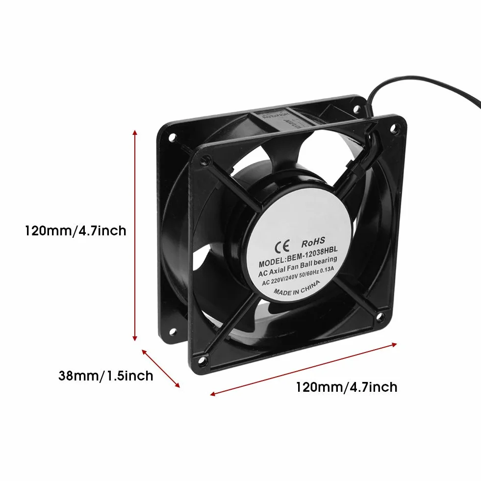 Ventola di Raffreddamento Assiale per Saldatrice 120x120x38 mm Metallo 28W Motore in Rame 2600 RPM Alta Velocità Basso Rumore 82CFM