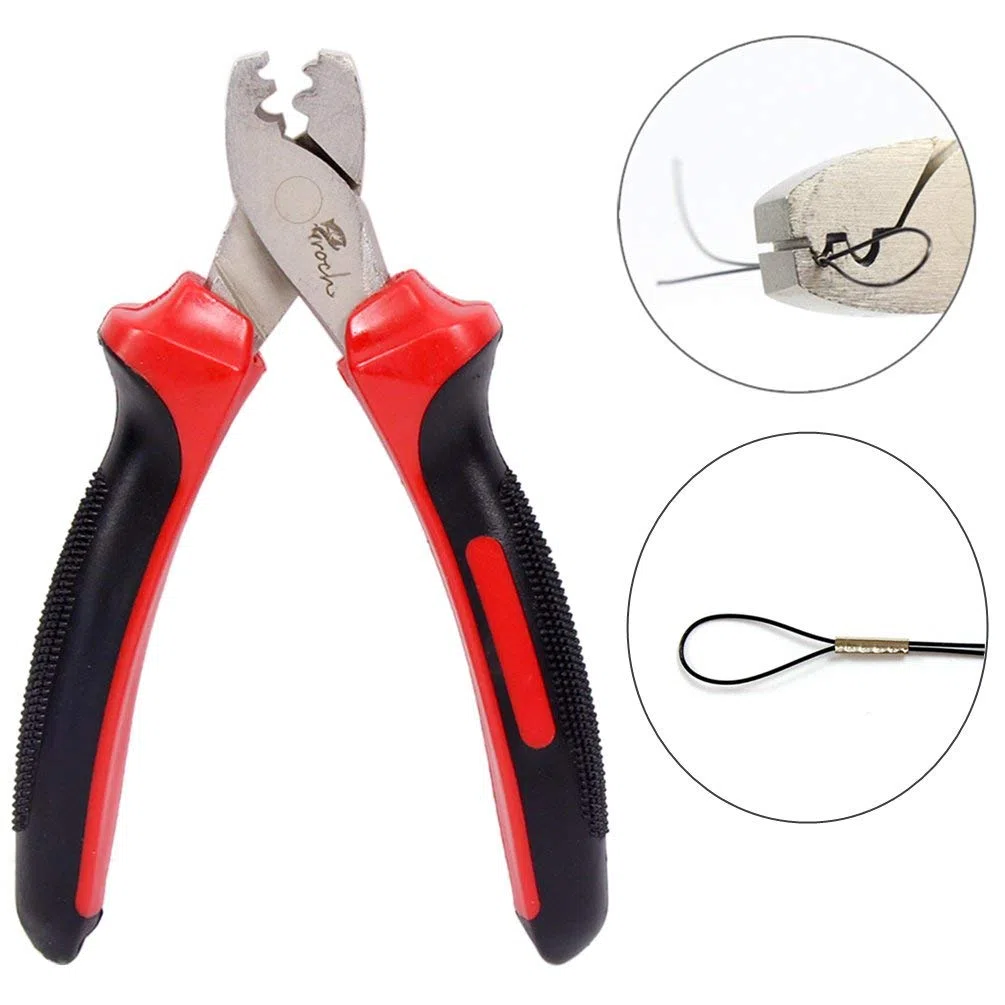 Croch Pesca Pinza Crimpatrice + 300 Maniche Antiscivolo a Cilindro Singolo in 7 Diverse Dimensioni