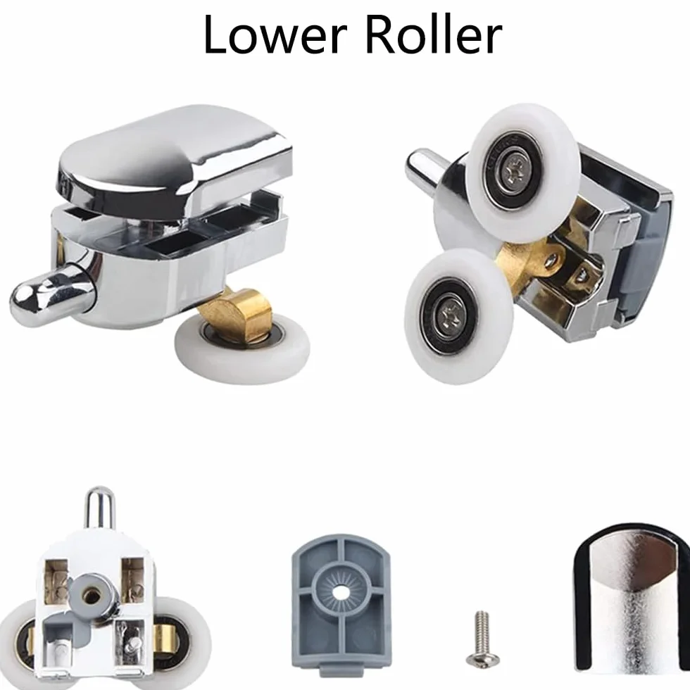 8 Pezzi Ruote della Doccia, Ruote per Porta Doccia, Rulli Doccia per la Porta, Ruote per Porte in Vetro, per Porte del Bagno con uno Spessore Vetro di 4-6 mm, 4 Rulli Superiori e 4 Inferiori