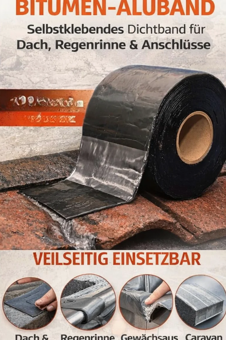 Nastro in alluminio bituminoso autoadesivo, resistente ai raggi UV, colore terracotta, rotolo 250 mm 10 metri