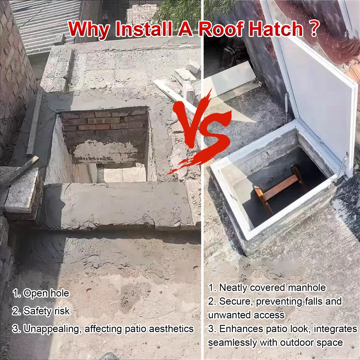 Portello di accesso al tetto, chiusura a gancio e maniglia, porta di accesso di sicurezza di emergenza per manutenzione e riparazioni, dimensioni interne 85,1 x 85,1 cm