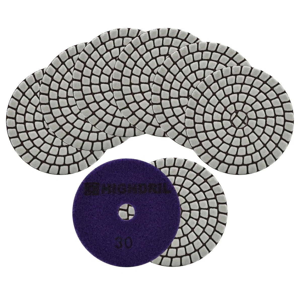HIGHDRIL Tamponi Lucidatura Diamantati 8 Pezzi - 100mm Grana #30 Secco Dischi per Lucidare Marmo Granito Quarzo