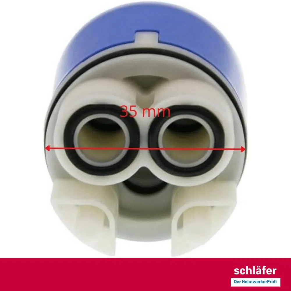 Schläfer 4800135 | Cartuccia Ricambio Miscelatore 35mm con regolazione Cartuccia Kerox in Ceramica Alta con 2 Piedini per Rubinetti Monocomando Lavabo, Bidet, Doccia, Vasca, Lavello del Bagno e Cucina