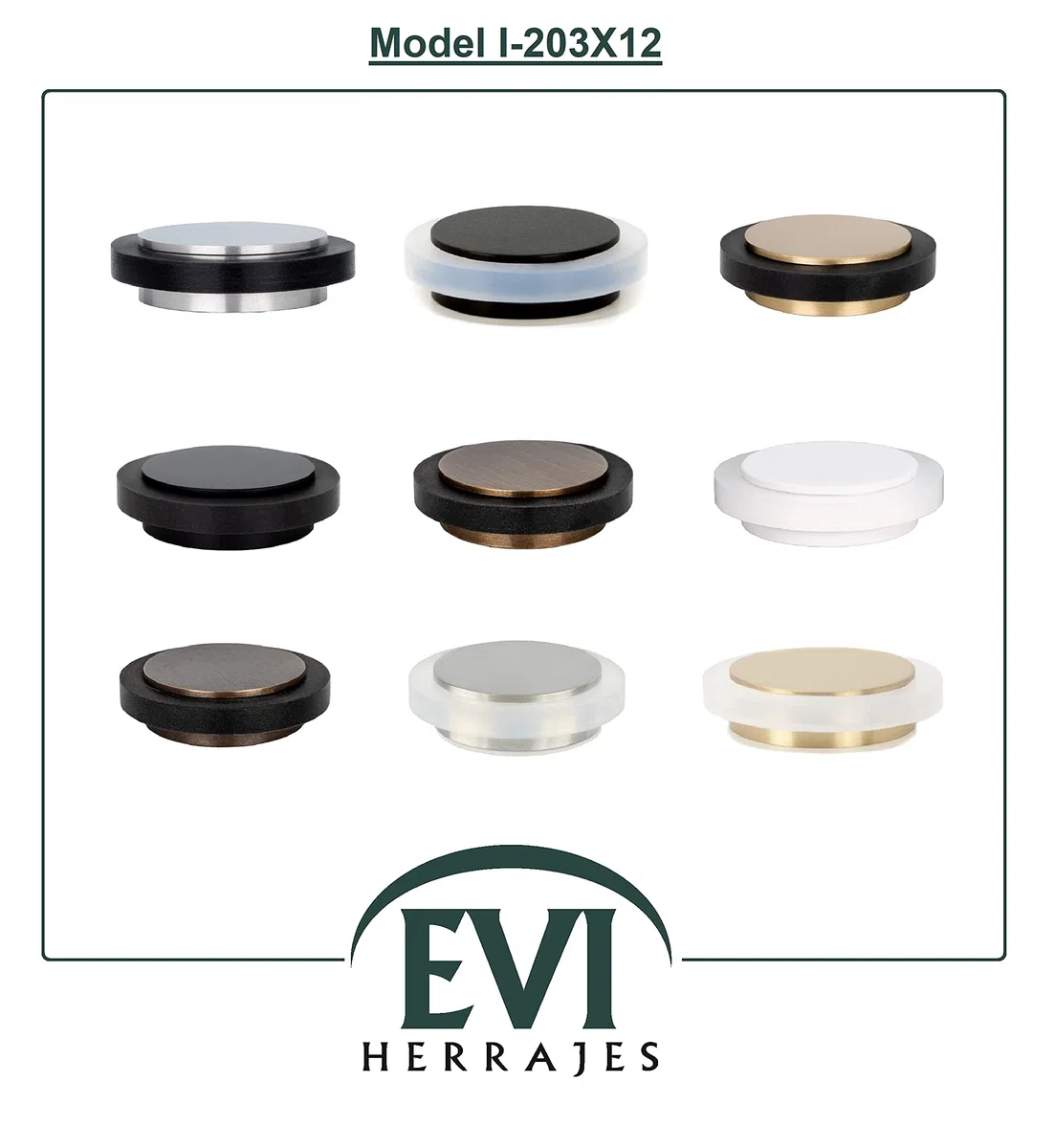 EVI-Herrajes | Fermaporta adesivo | 45 x 14 mm | Gomma siliconica bianca naturale | Acciaio inox | Finitura laccata bianca | Eccellente adesione | 100% funzionale | Mod. I-203/35x12-BBL