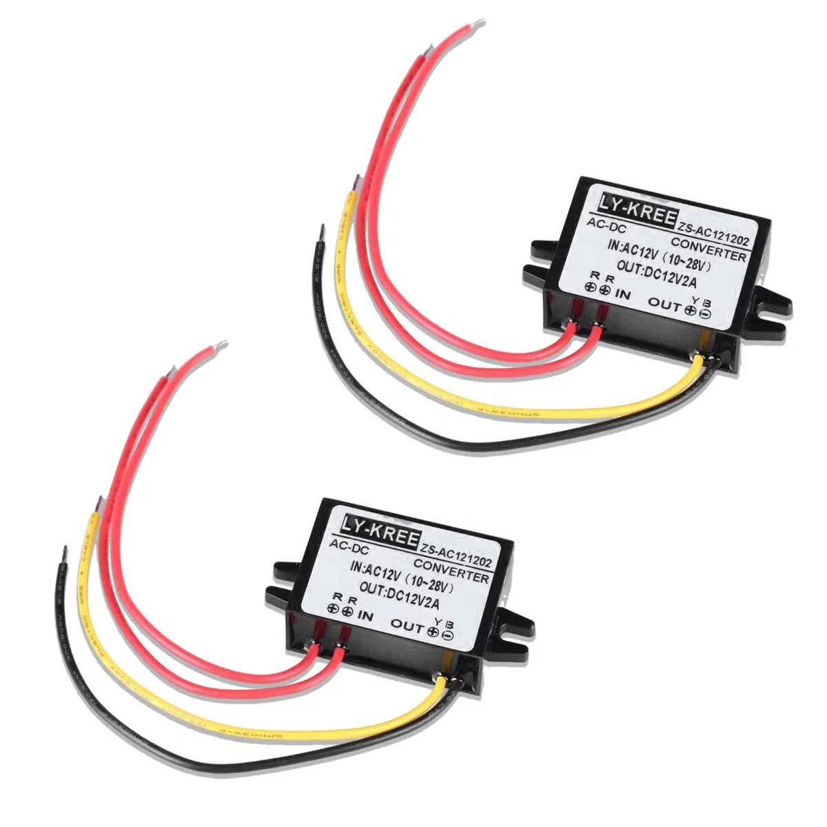 Convertitore di Alimentazione AC-DC AC 12V (10-28V) a DC 12V, 2 Pezzi Convertitore Buck, Convertitore a Tensione Ridotta Buck Regolatore per Schermo Auto Pompa Acqua(2A)