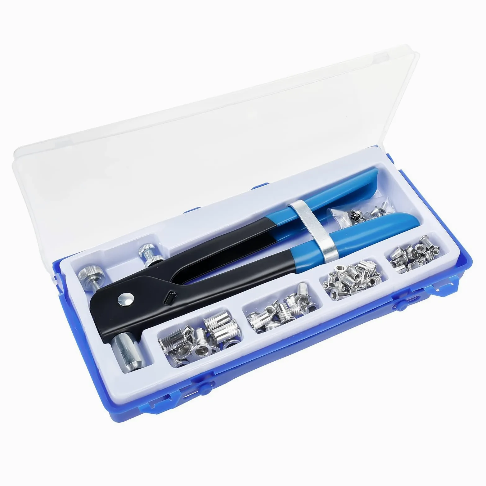 BOOMSTART Rivettatrice Inserti Filettati Kit, 86Pz M3 M4 M5 M6 M8 Rivetti Filettati con Pinza, Manuale Rivettatrice Dadi Filettati per Riparazione Auto