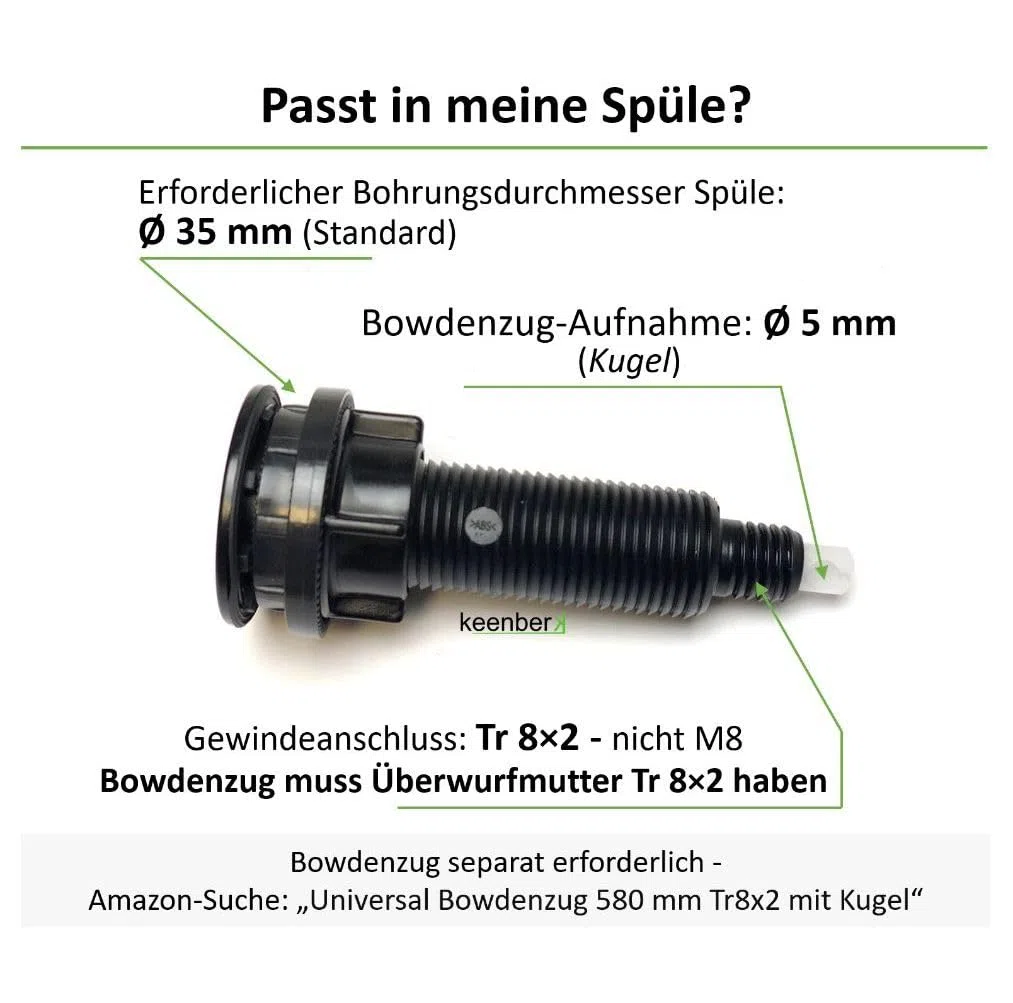 Set eccentrico per lavelli da cucina: bocchetta girevole Exenter e manopola girevole – Pezzi di ricambio premium Made in Germany