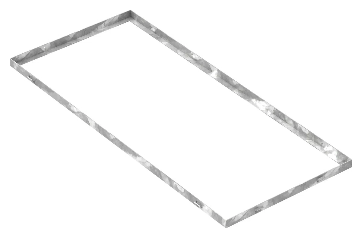 Fenau | Telaio per griglie 400 x 900 x 23 mm per griglie alte 20 mm (zincate a caldo - con incavo per ancoraggio a parete) - (Adatto per griglie : 390 x 890 x 20 mm)