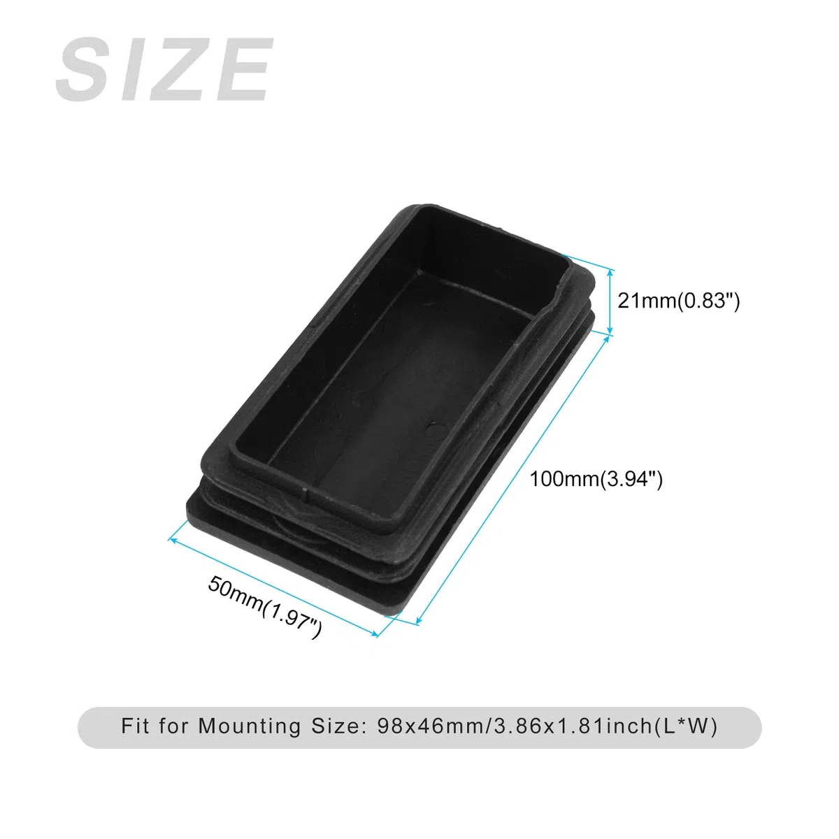 METALLIXITY Tappi di Chiusura Rettangolari (100 x 50mm) 12pz, Tappi di Chiusura Filettati per Inserti di Tubi Rettangolari in Plastica - per Gambe di Mobili Tavoli Sedie, Nero