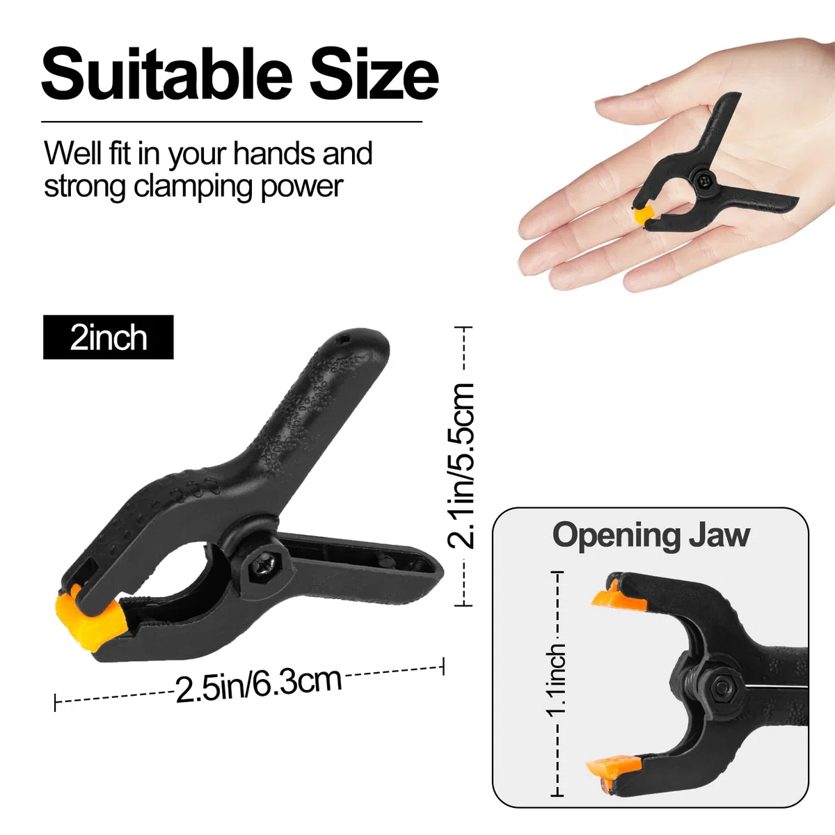EMART Confezione da 20 morsetti a molla resistenti in mussola, clip professionali in plastica da 5 cm, per studio fotografico, cabina fotografica, supporto per sfondi, carta, lavorazione del legno