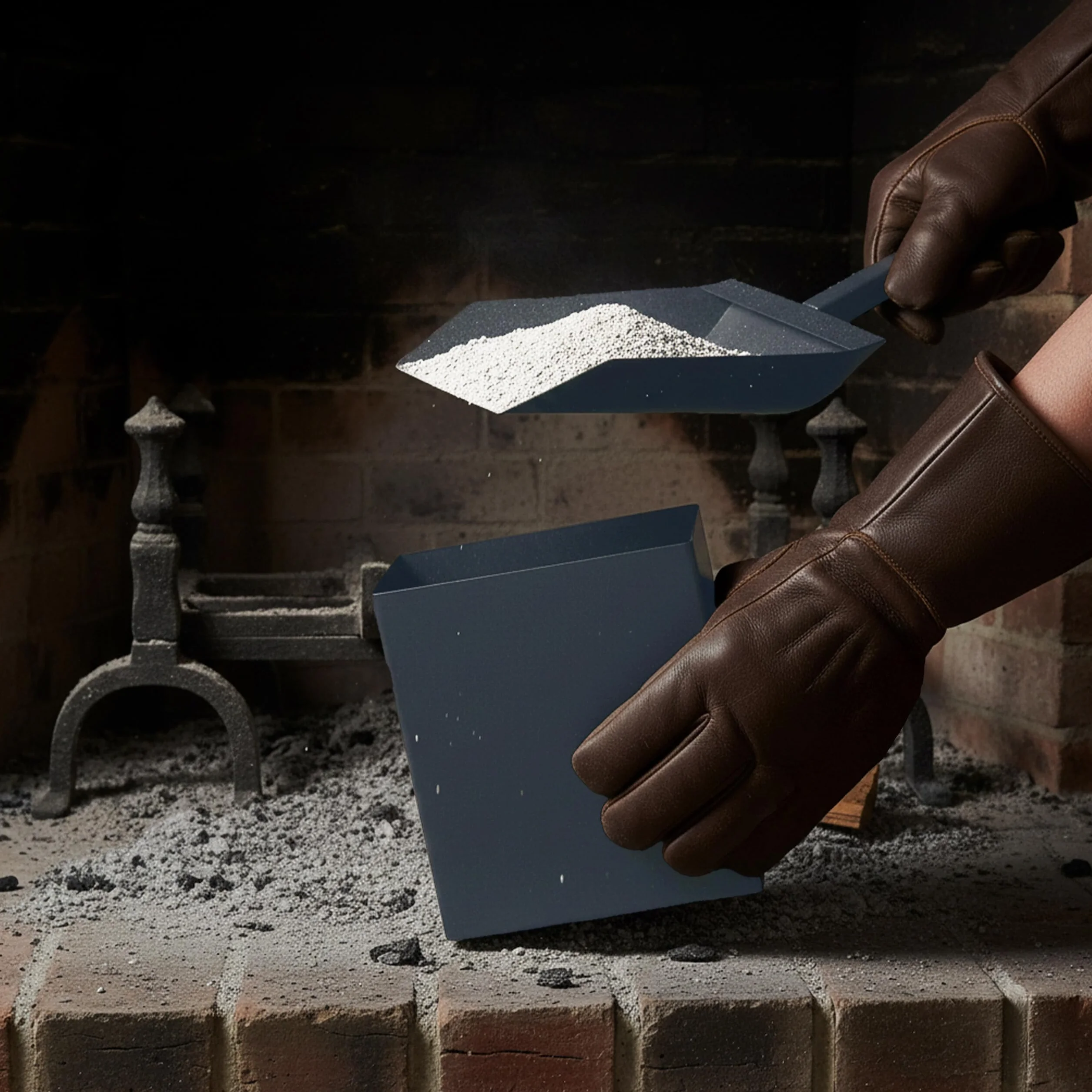 Relaxdays Vaschetta e Pala per la Cenere, Pulizia Camino, Stufa, Barbecue, Carbone, HLP 35,5x23x9 cm, Acciaio, Antracite