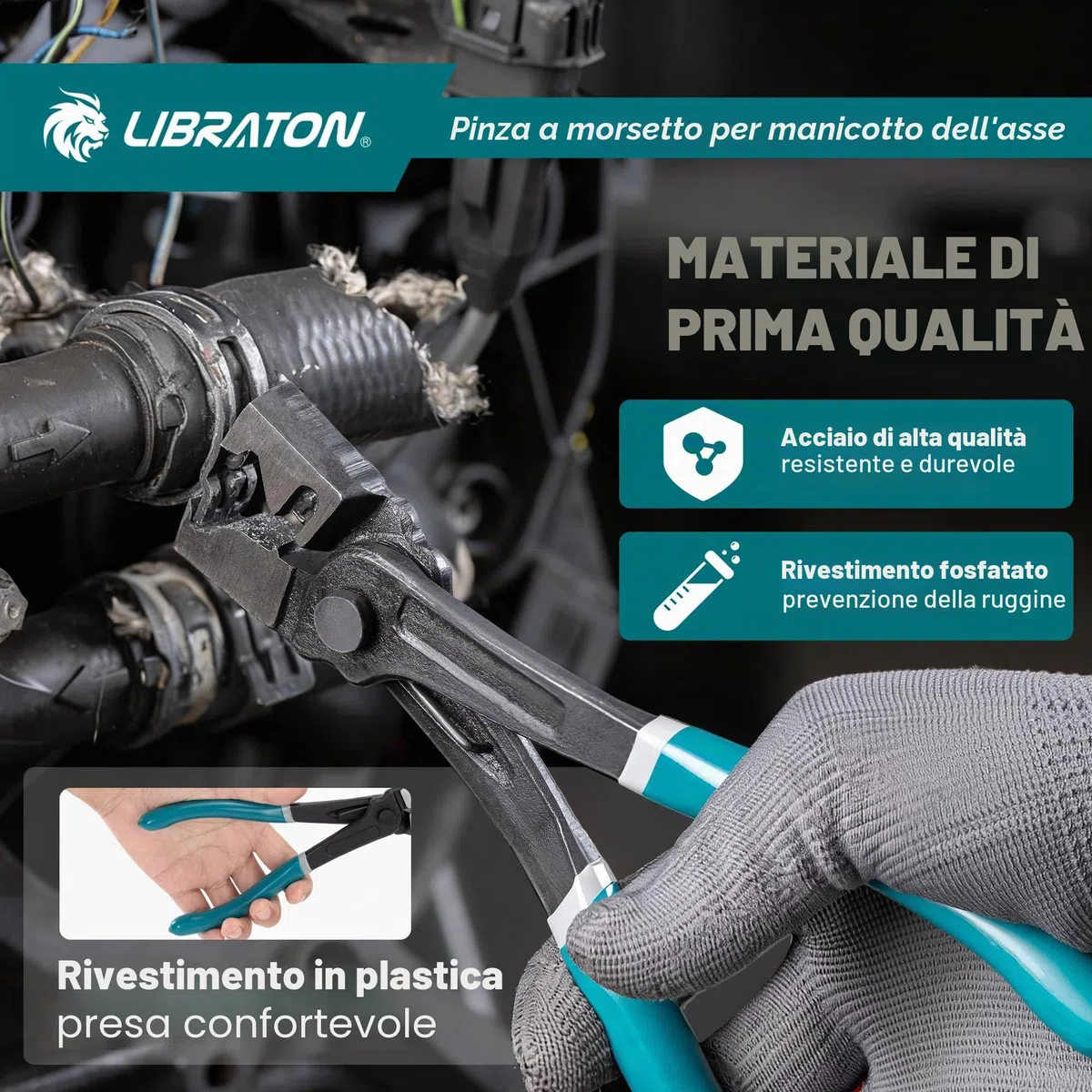 LIBRATON Pinza per Fascette Stringitubo, Pinze Stringitubo Clic e Clic-R, 180mm Pinza Fascette Metalliche Auto con a Molla, Rimozione e Installazione Rapide, per la Manutenzione Dell'Automobile