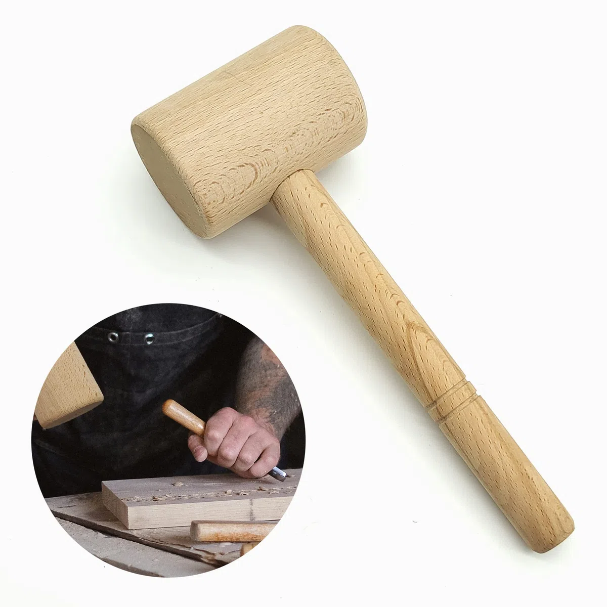 Martello da legno rotondo con impugnatura comoda, senza sbavature, per il montaggio di tutti i tipi di mobili in legno e attrezzi per il fai da te in pelle