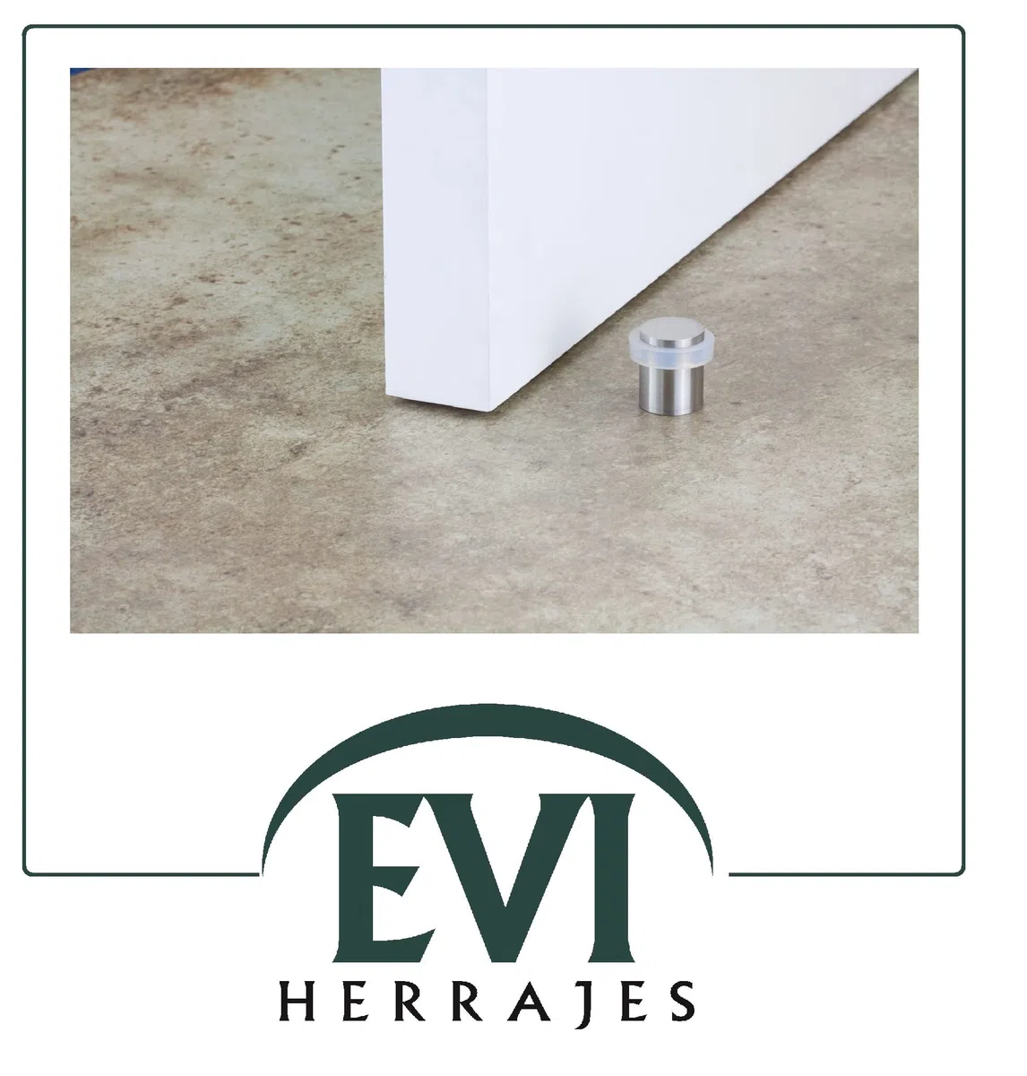 EVI Herrajes | Pack con 2 Fermaporte| Ø20 x 25 mm |Acciaio Inox Finitura Opaca con Gomma Bianca di Silicone Naturale | Compresi utensile, vite + tassello di fissaggio| I-181