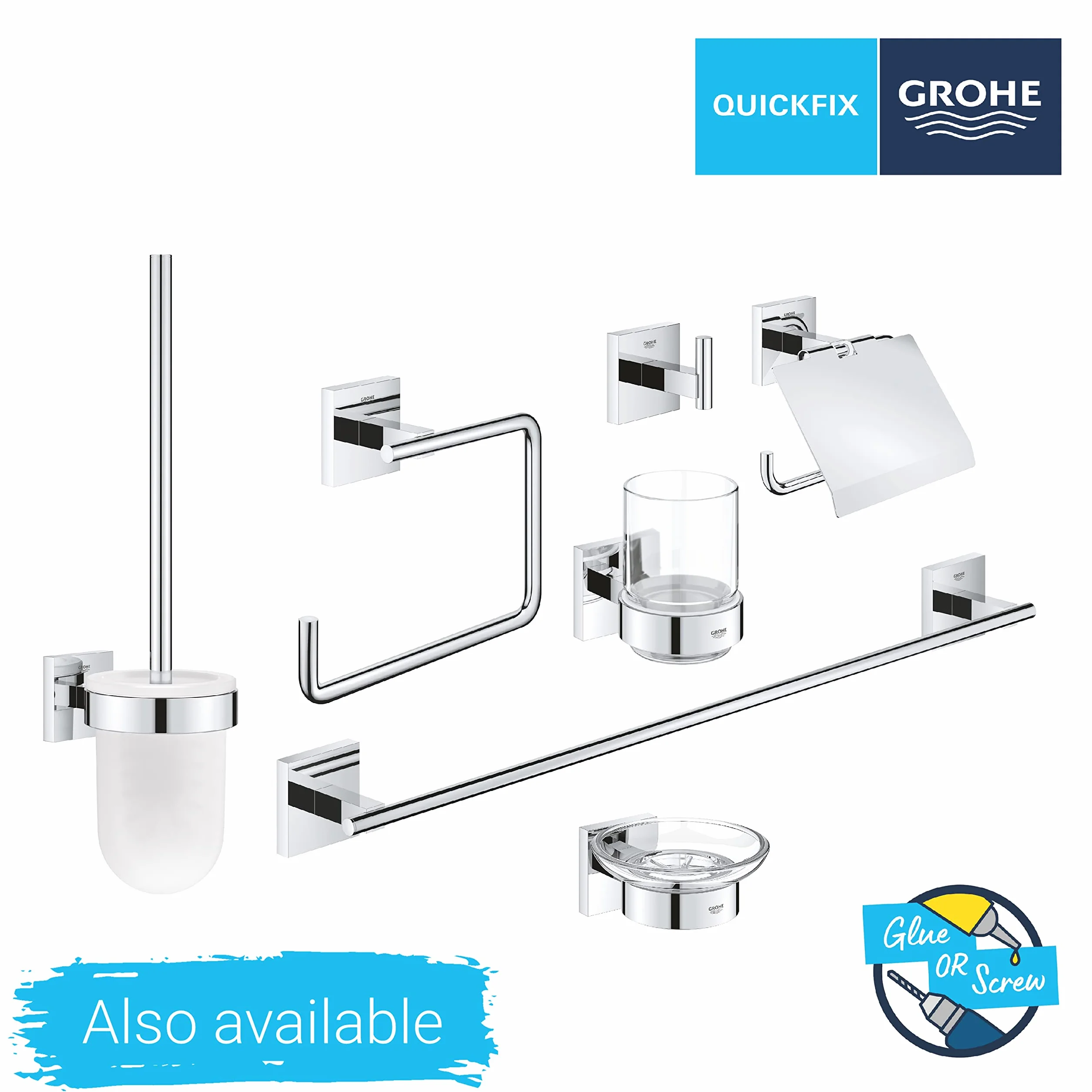 GROHE QUICKFIX Start Cube, Gancio, Installazione a vite o con colla, Cromo, 40961000