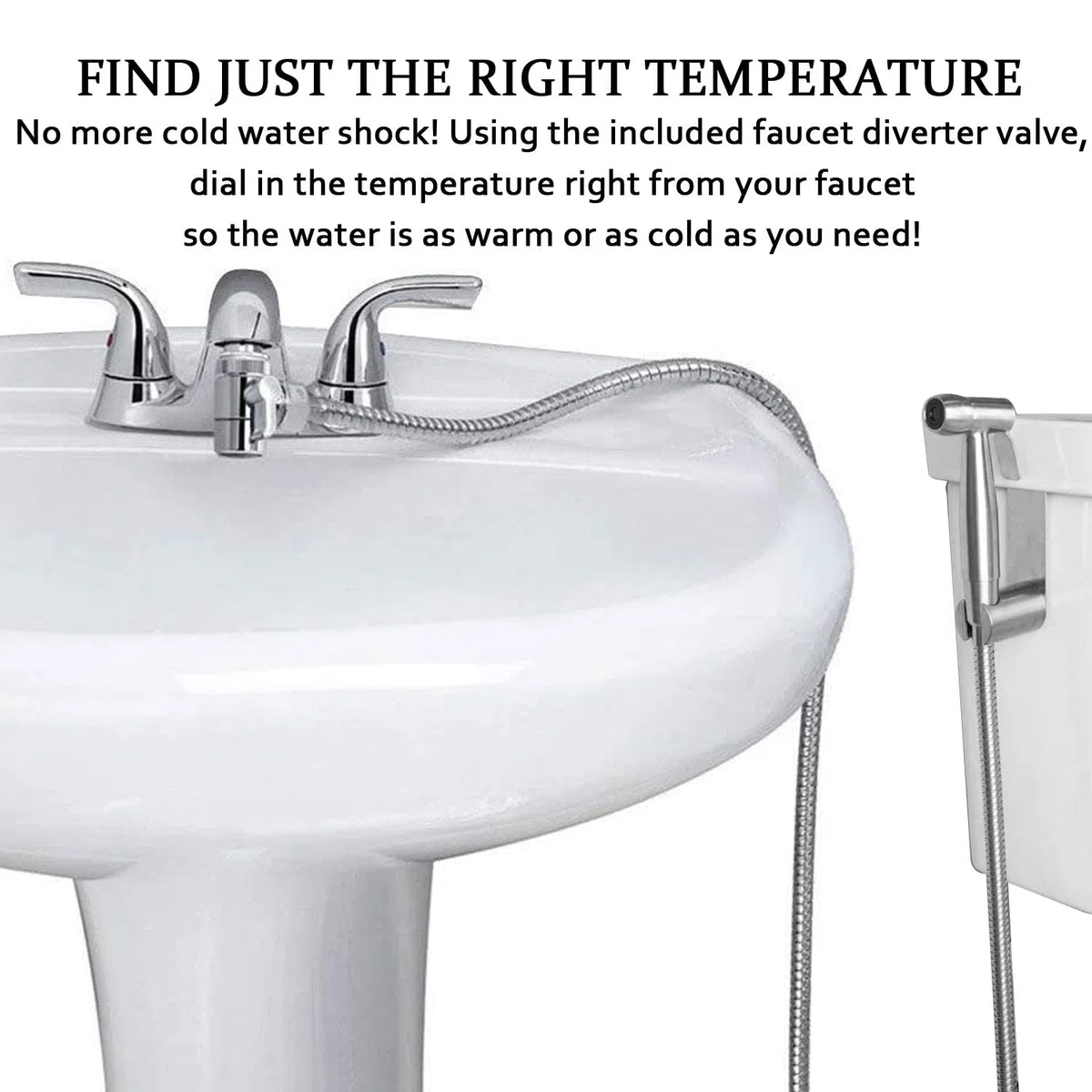 Doccetta per lavabo set, soffione doccia per lavabo doccetta da bagno con 59" tubo per animali domestici doccia lavare i capelli o pulire il lavandino, con valvola rubinetto
