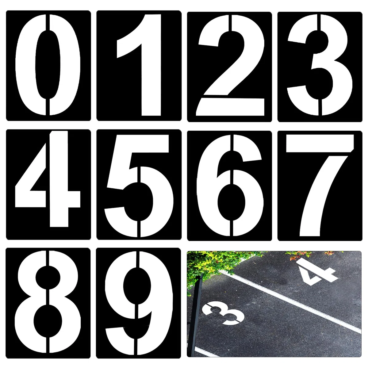 10 Pezzi Stencil 38cm con Numeri Grandi, Riutilizzabili Stencil Plastica per Pittura da 0 a 9