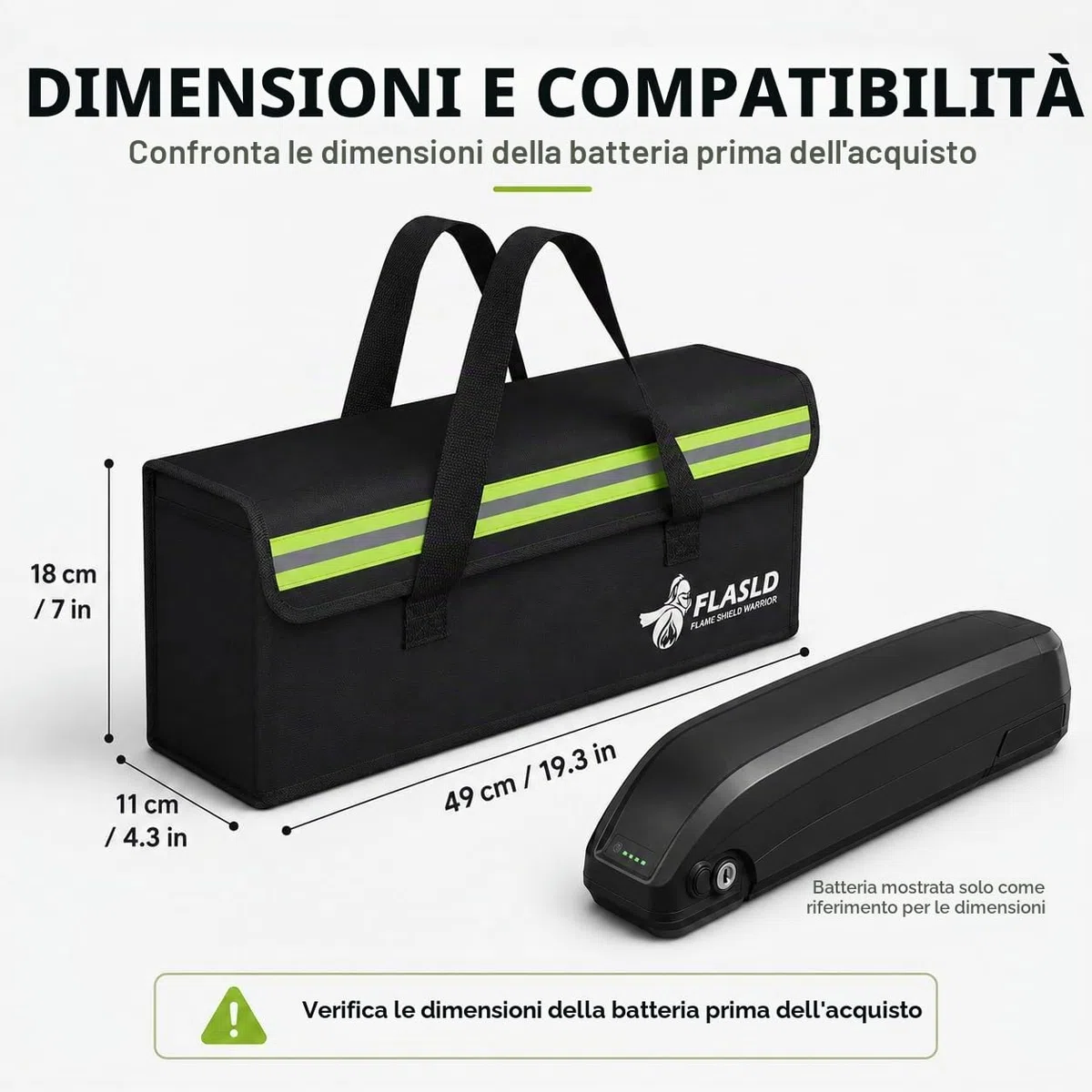 FLASLD Lipo - Borsa sicura per batterie a prova di esplosione, grande capacità per ricarica e stoccaggio della batteria Ebike 49 x 11 x 18 cm
