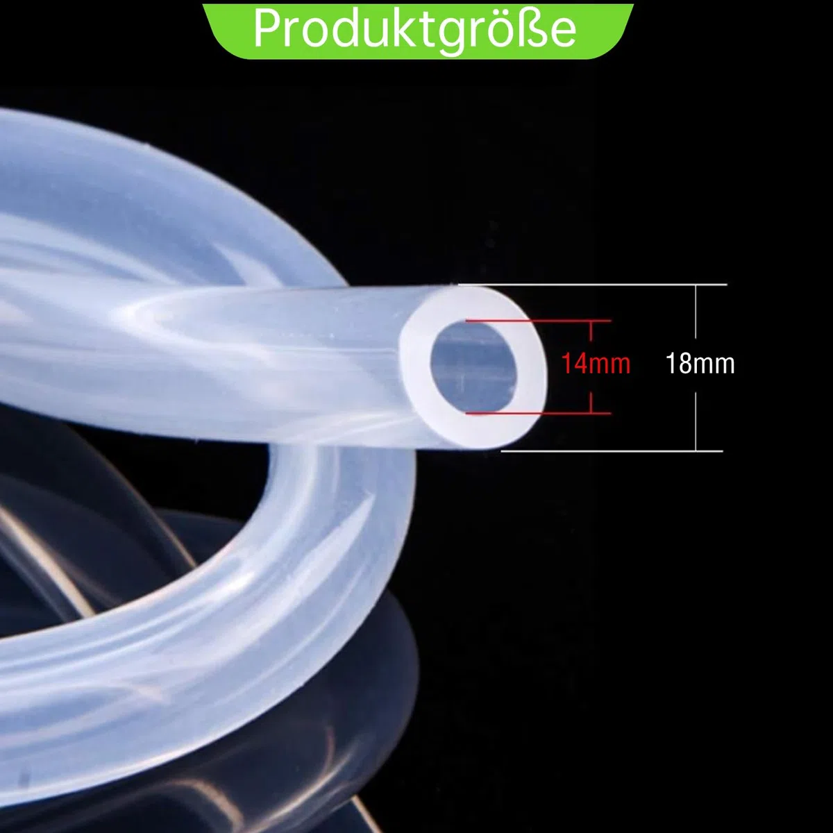 Tubo in silicone – Tubo in gomma trasparente per uso domestico, acqua potabile, industriale, 14 mm ID x 18 mm OD, spessore parete 2 mm, lunghezza 2 metri
