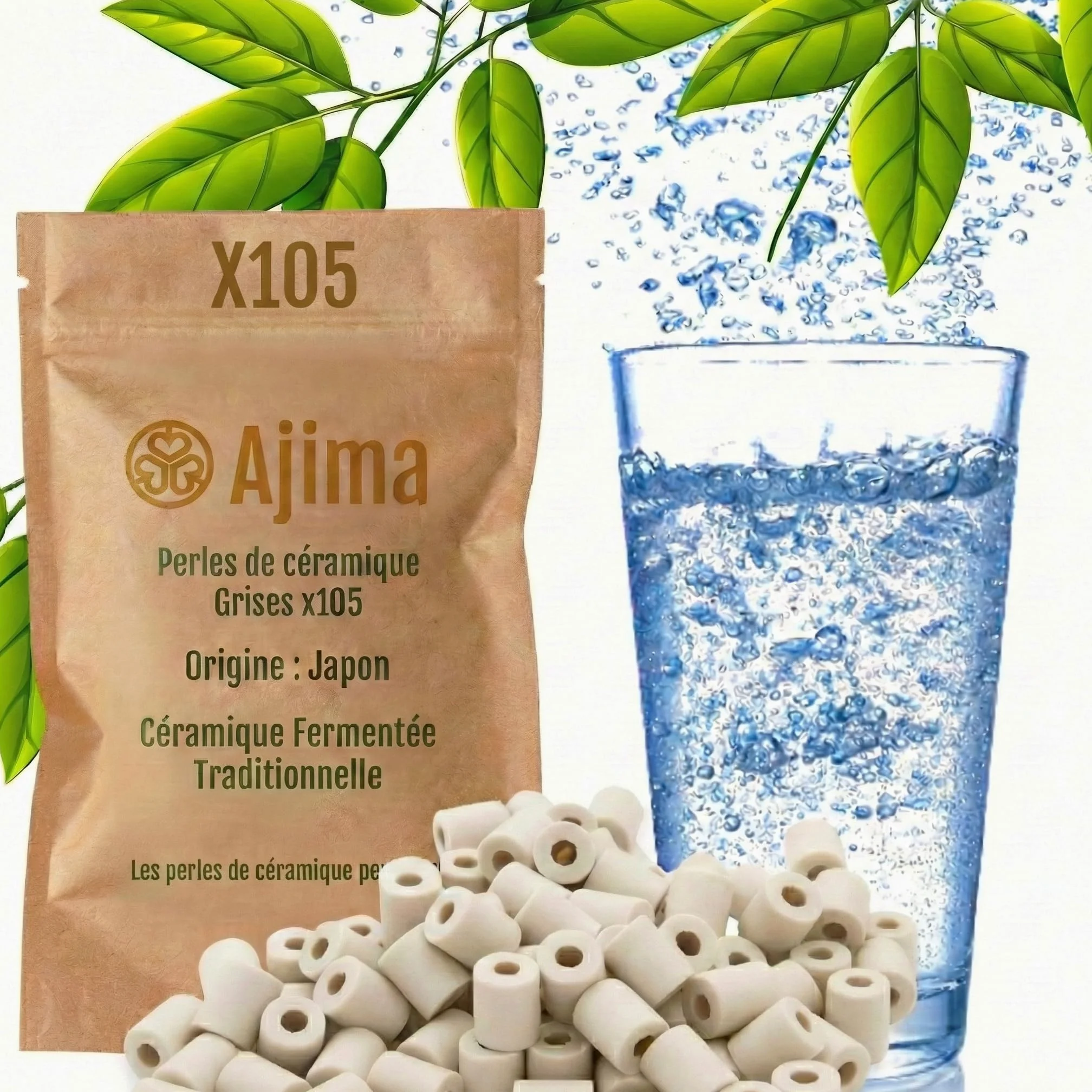 105 perline di ceramica grigie fermentate – Filtro acqua naturale anti-calcare per caraffa, bollitore, bottiglia, lavatrice, purificazione e ammorbidimento dell'acqua