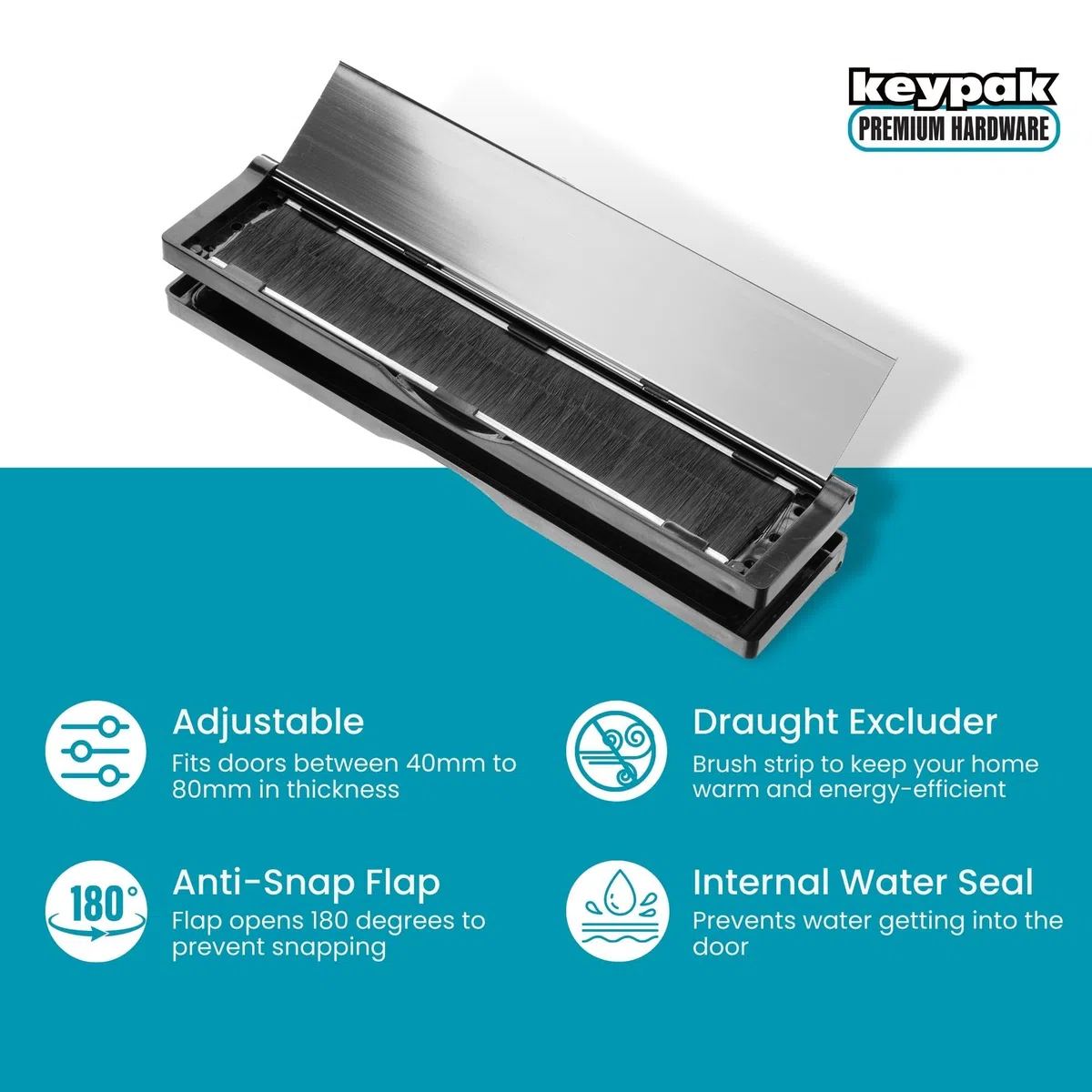 Keypak Cassetta delle lettere da 30,6 cm, con linguetta anti-scatto e paraspifferi per porte in uPVC, composito e legno da 40-80 mm, colore: bianco