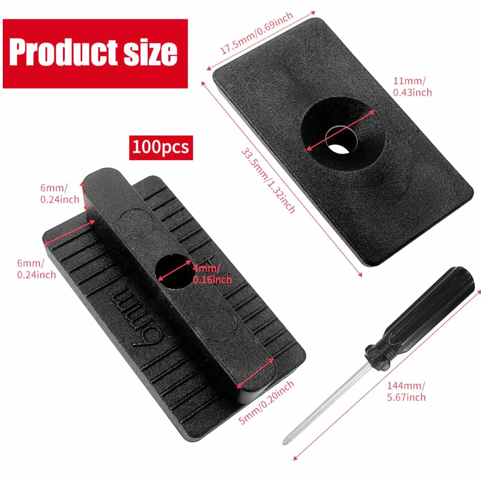 100 Clip di Fissaggio in Plastica ad Alta Densità per Pannello di Decking Composito - Distanziatori Nascosti da 6 mm con Viti