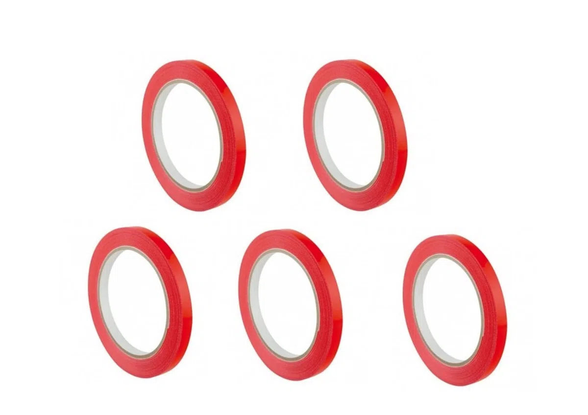 syrom 5 Rotoli Nastrino 9 mm x 66 metri nastro adesivo per sigillatrice chiudi sacchetti manuale (rosso)
