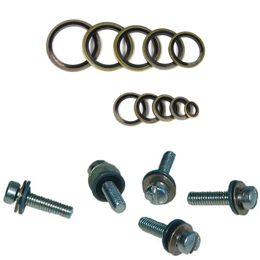 Rondella Piatta con Labbro in Gomma, 150 pezzi Kit Piatte Guarnizione Anelli di Tenuta, 10 Taglie Rondelle, Guarnizione per Tappo di Scarico, Riparazione Auto, Ø 6-24 mm