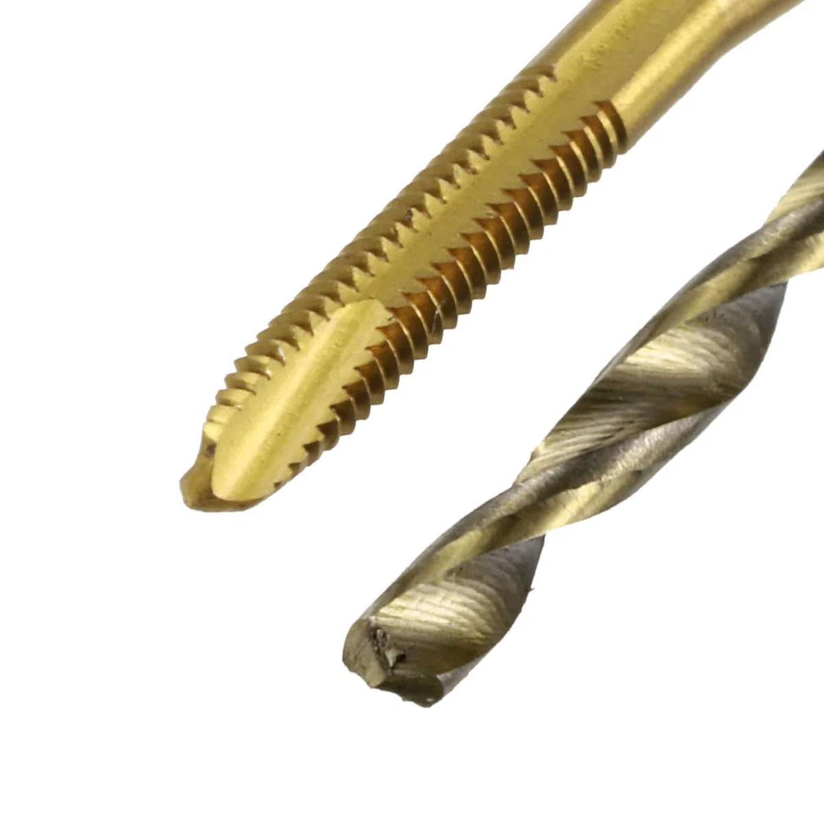 QUARKZMAN Set Maschi e Punte Trapano Metriche, 3pz M2 x 0.4 Maschi a Punta Elicoidale Rivestito Titanio e 3pz 1,6mm Punte Trapano Elicoidali Giallo Arrosto, Filettatura Maschiatura Viti