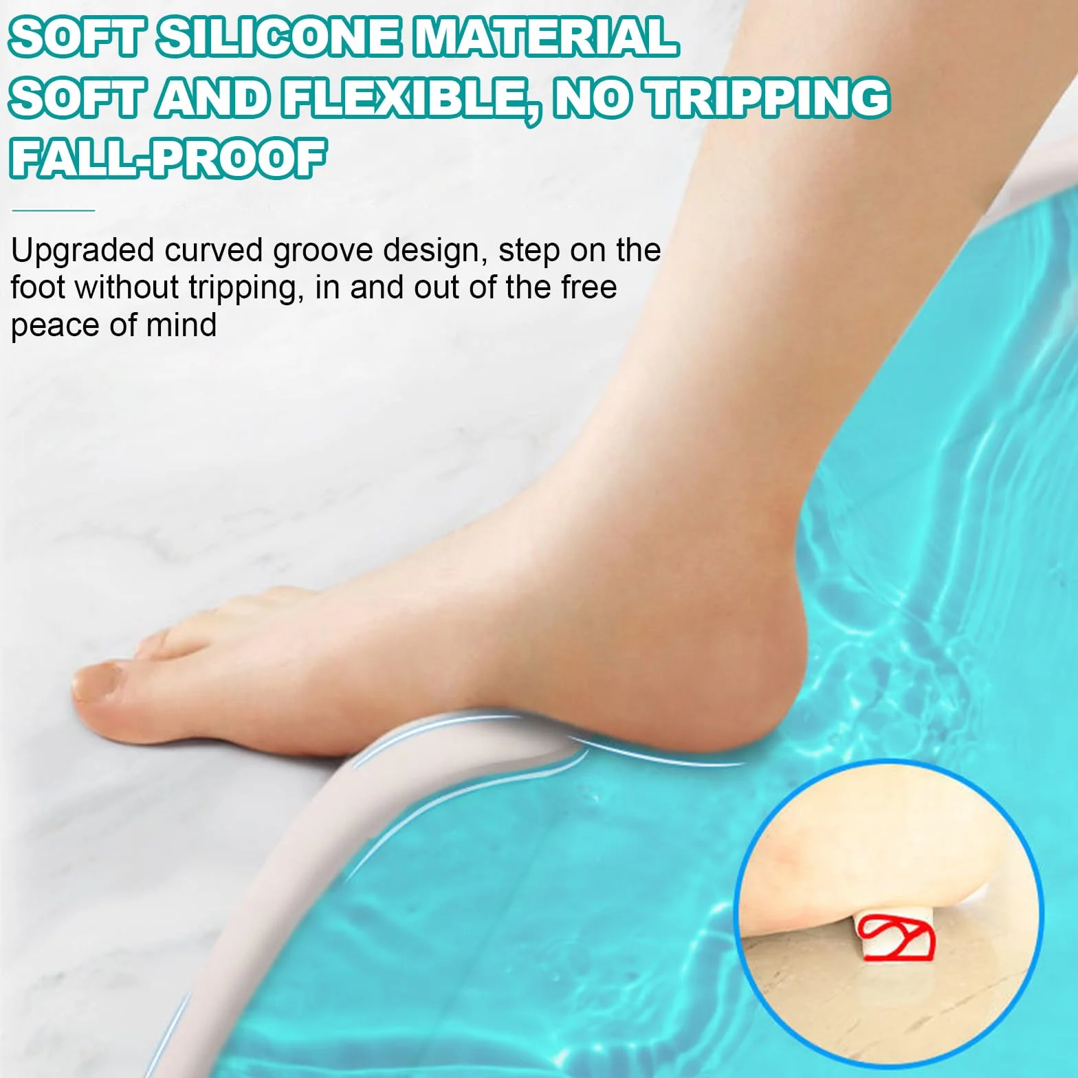 Soglia Doccia Autoadesiva 2M, Barriera Doccia Antiacqua, Striscia di Chiusura in Silicone per il Bagno, Pieghevole 2M Barriera Acqua Impermeabile per Doccia, Pavimento (TPE)