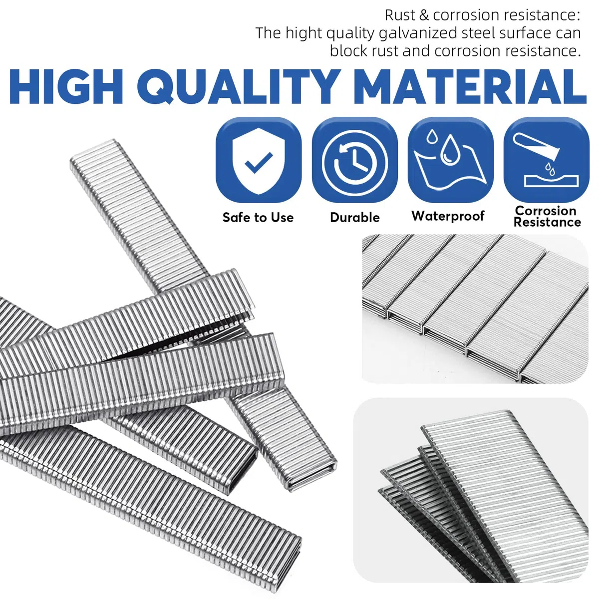 Glarks graffette a corona strette, calibro 18, 1/2", 3/4", 1", kit assortito per pinzatrice elettrica, pneumatica, fai da te per la casa (argento)
