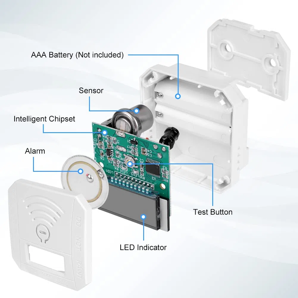 Flintronic 1PC Rilevatori di Monossido di Carbonio con Display Digitale, Sensore CO Certificato BSI secondo EN 50291, Allarme Rilevatore di CO alta Sensibilità, Bianco(Batterie non incluse)