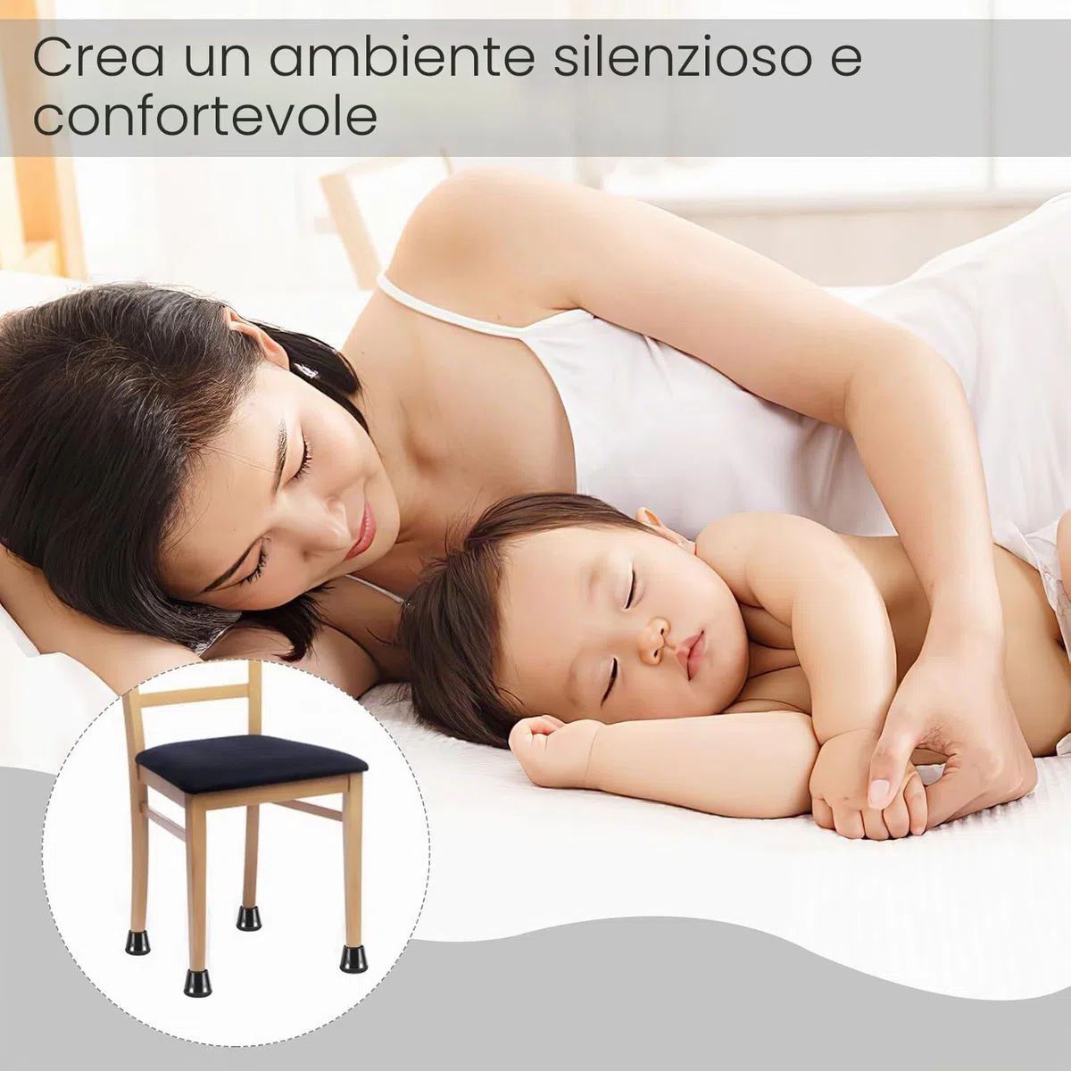 PAEFIU 40 Pezzi Gommini per Sedie Nero, Feltrini per Sedie Rotondi Ispessito, 21-30MM Tappi per Sedie Elastiche per Protezione i Pavimenti da Graffi e Rumori (Media, Nero)