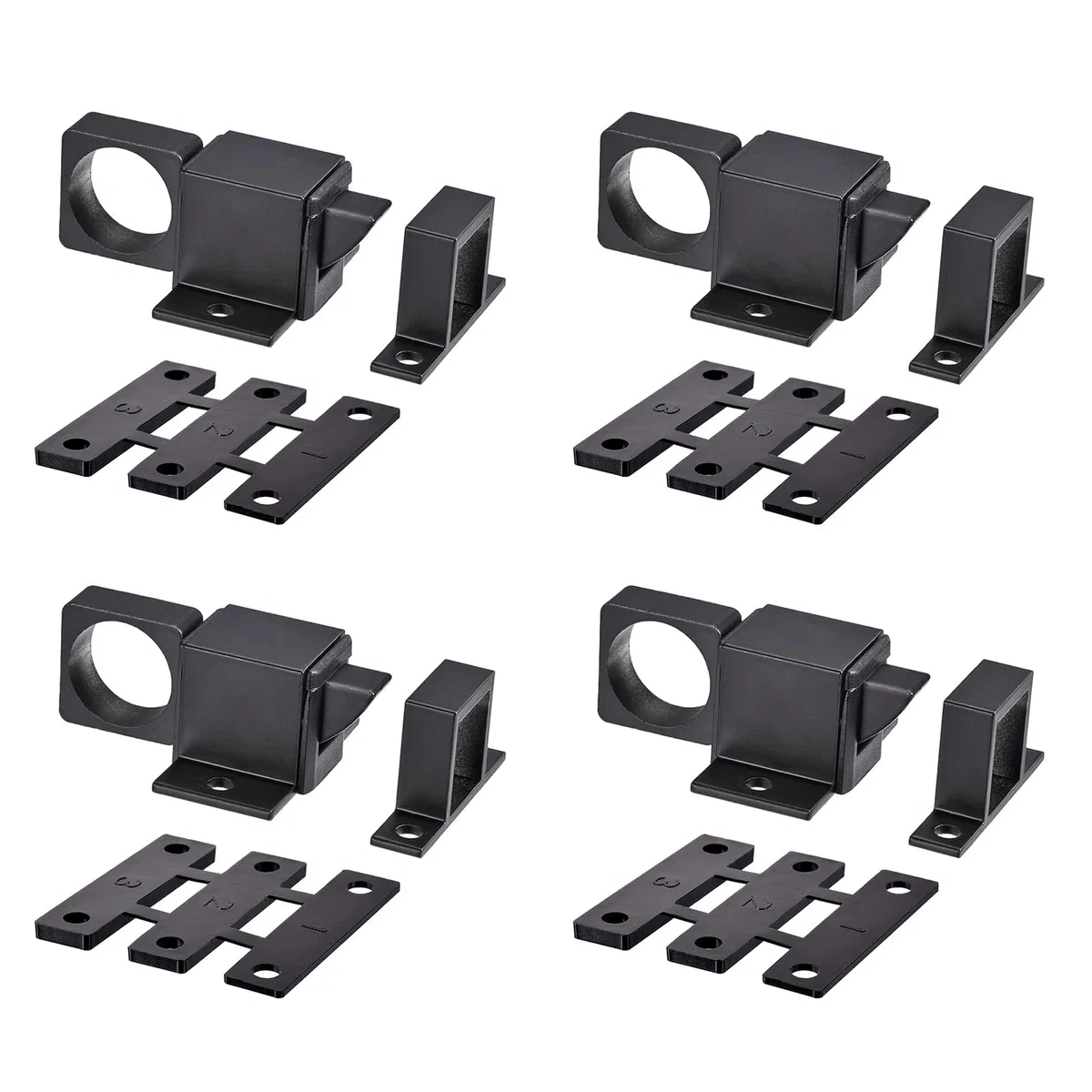 QUARKZMAN Alluminio Lega Porta Bullone Chiusura x 4pz Molla Rimbalzo Blocco per Recinzione Porta e Finestra, [Nero]