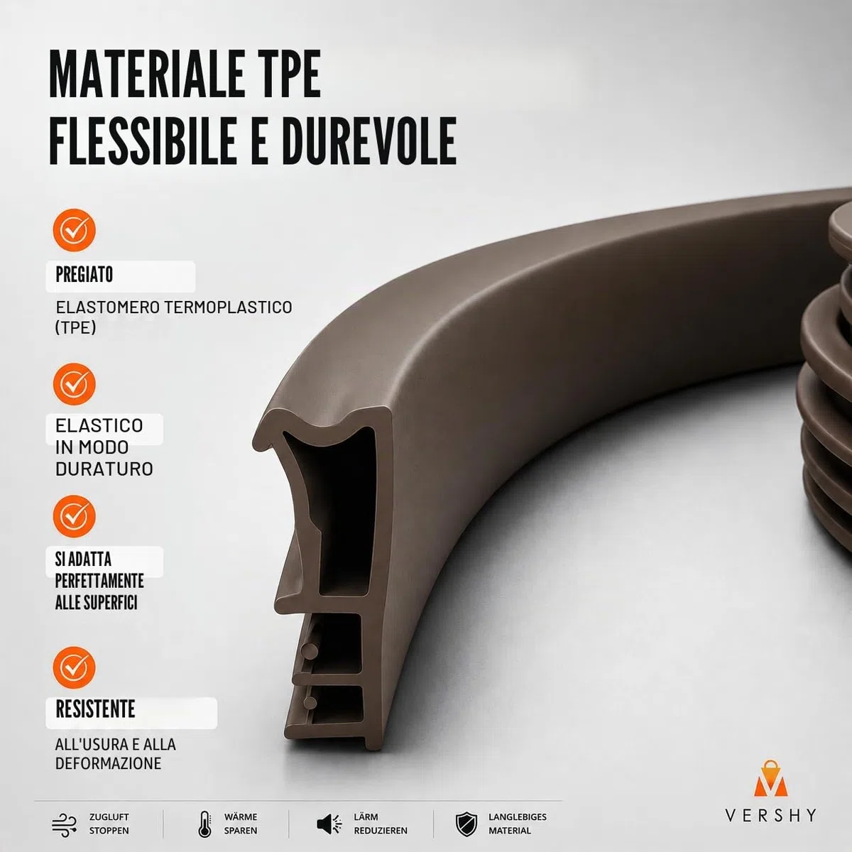 Guarnizione per finestre, guarnizione per battente, larghezza scanalatura - 5mm / battente - 12 mm in TPE, guarnizione per finestre in legno di alta qualità (marrone 10 m)
