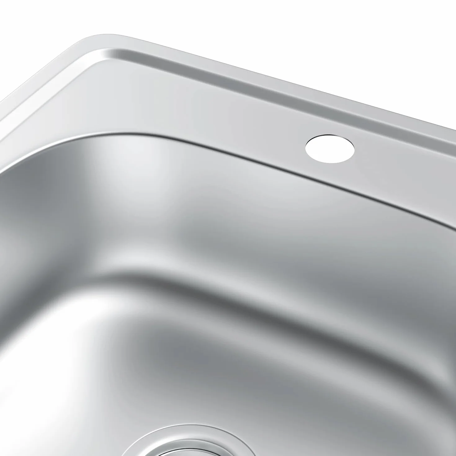 Lavello in acciaio inox, 1 vasca con sifone e foro per rubinetto (48 * 48cm)