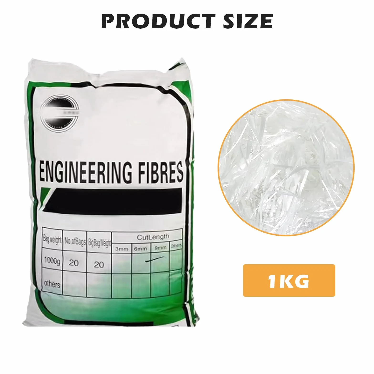 1 kg di fibra di polipropilene, fibre sintetiche per calcestruzzo, gesso, malta cementizia, 12 mm, fibre di polipropilene rinforzo, previene la fessurazione, riduce il restringimento, miscela di