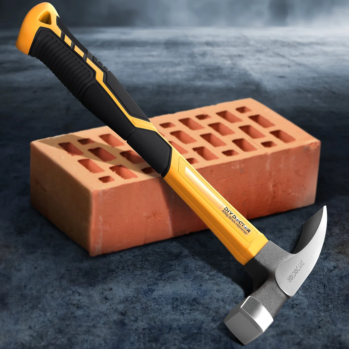 DIY Doctor Martello per Mattoni 21oz (600g) – Acciaio Forgiato con Manico in Fibra di Vetro – Impugnatura Antiscivolo TPR per Lavori di Geologia, Scalpelli e Chiodi