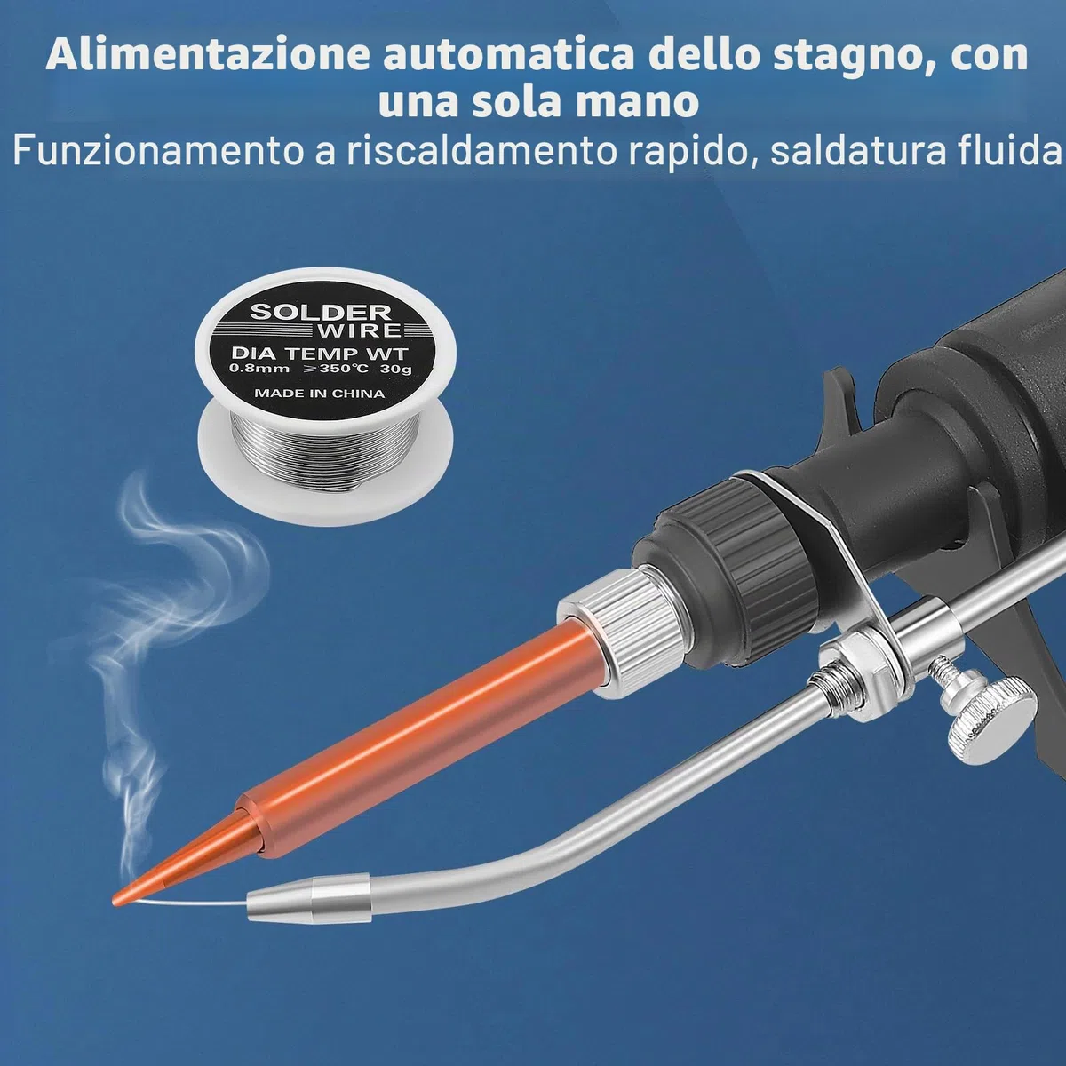 Set di saldatrice portatile professionale, pistola per saldatura, stazione di saldatura industriale con alimentazione automatica e 5 rulli di stagno, per PCB, elettronica, gioielli, saldatura di cavi