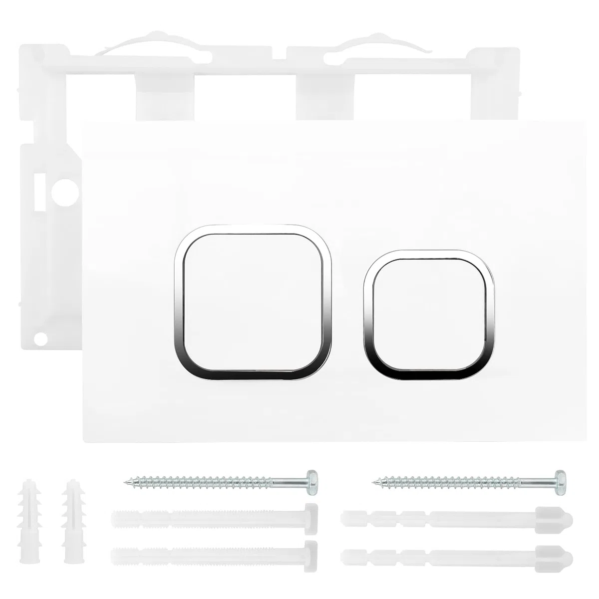 Piastra di comando per WC, compatibile con Geberit Sigma, UP300 & UP320, piastra di comando per risciacquo a 2 quantità, dotata di set di leva e telaio di montaggio (bianco)