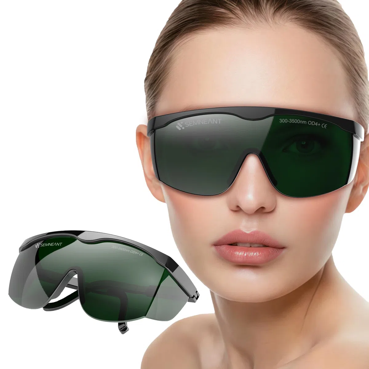 Occhiali Protezione Laser UV 300-3000nm OD4+ CE - Per Luce Rossa & IPL Professionale - Montaggio Regolabile (Norme EN 207, ISO 12609) - Uso Medico ed Estetico