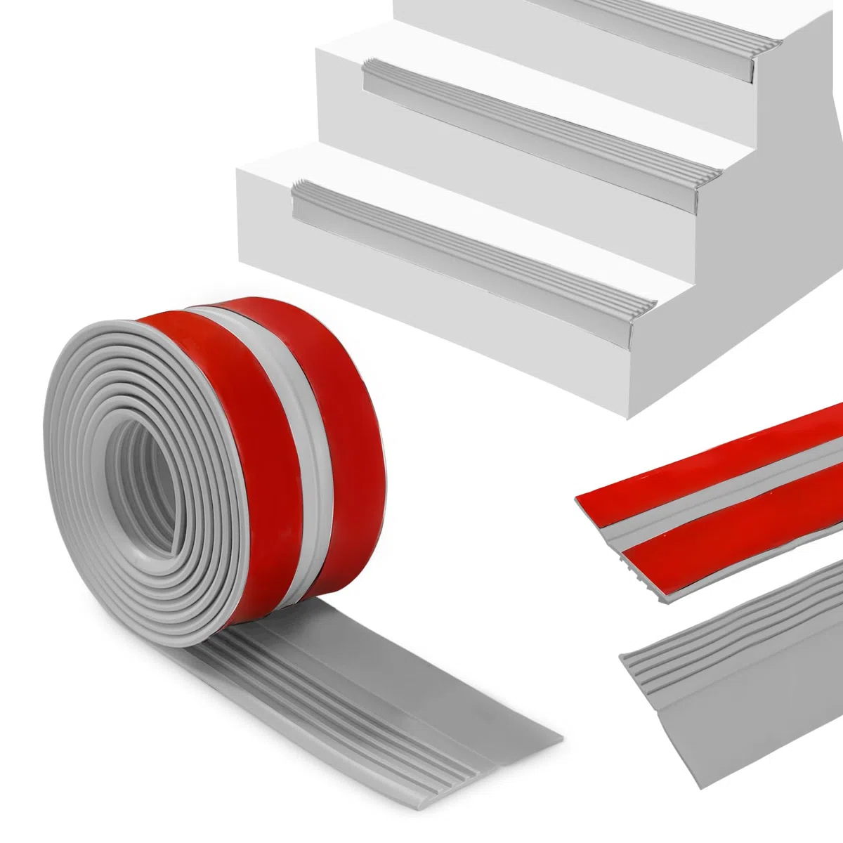 Profilo per Bordi Delle Scale, Autoadesivo, 50 x 45 mm, Bordo per Scale Antiscivolo, Profilo Angolare in Plastica, Barra Angolare Autoadesiva, in PVC, Protezione Bordi per Gradini