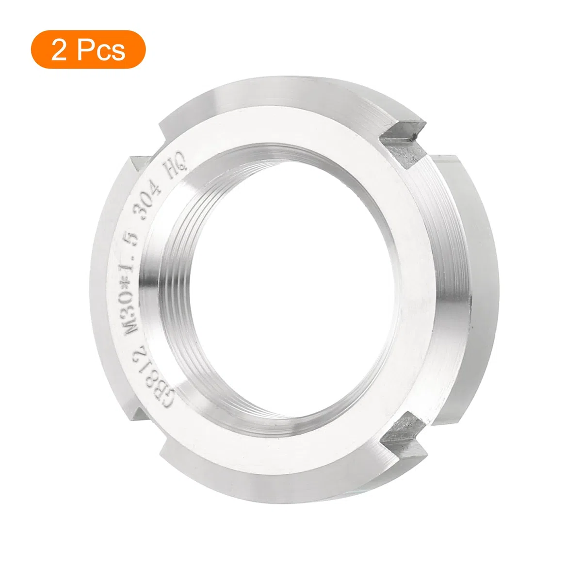 QUARKZMAN M30 x 1.5mm - 2pz Fissaggio Dadi Tondi Scanalati Quattro Scanalature - Dado Bloccaggio Tondo Acciaio Inossidabile 304 per Vari Cuscinetti Volventi, Settore Industriale, Argento